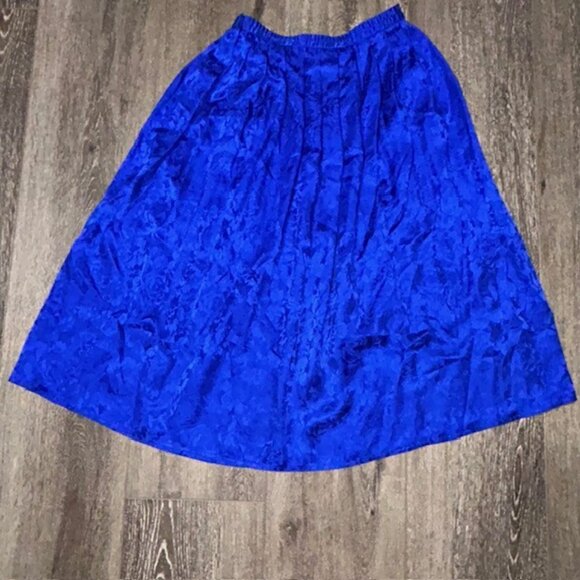 Maggie London Skirt Jacket Size 10 Bright Blue Floral Sequins Silk Two Piece - Picture 11 of 11